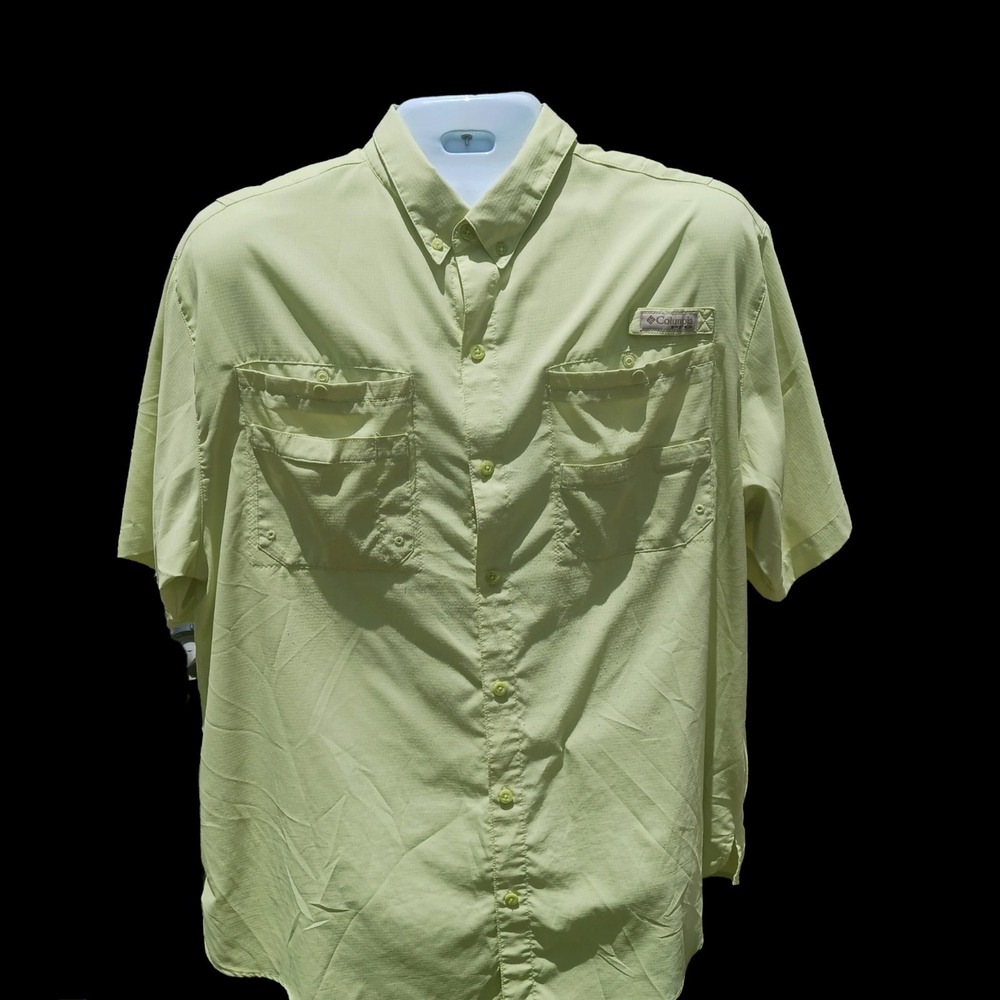Columbia Sportswear PFG Vented Fishing Omni Shade Shirt Yellow Mens XL 111FM7266